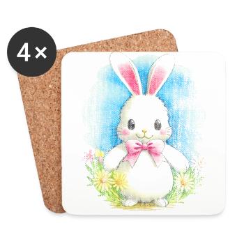 Lapin blanc Pâques - Dessous de verre (lot de 4) - blanc - Devant