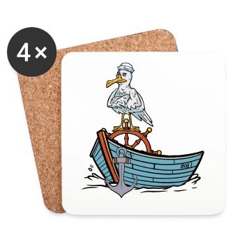 Mouette Sailor Bateau Maritime Sailor Ahoy - Dessous de verre (lot de 4) - blanc - Devant