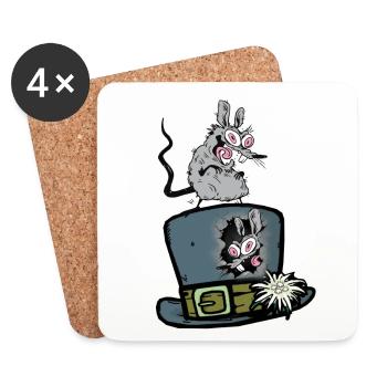 Lustige Tiere Ratten Ratte Nager Maus Mäuse - Untersetzer (4er-Set) - Weiß - Vorne