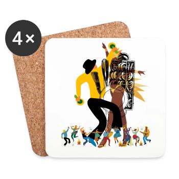 UNIS pour le son - musique- cool - Dessous de verre (lot de 4) - blanc - Devant