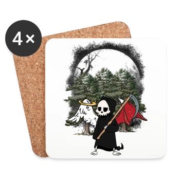 Faucheuse, Ange, Démon, Halloween, Mort des bois - Dessous de verre (lot de 4) - blanc - Devant