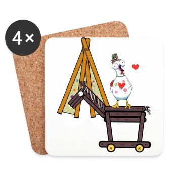 Tipi Hippie Poulet Cavalier Wild West Poulets - Dessous de verre (lot de 4) - blanc - Devant
