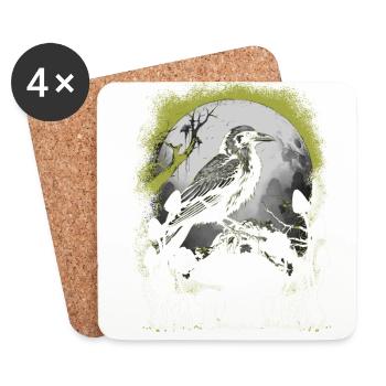 Halloween Raven Occult Spiritual Crow Crows - Coasters (set of 4) - white - Front