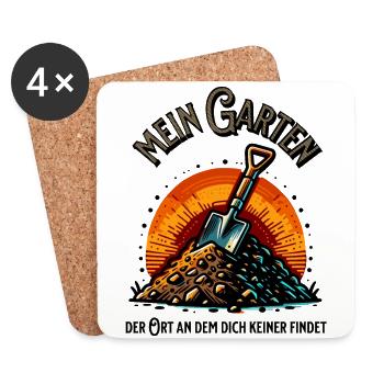 Mein Garten - lustiger Spruch - Gartenhumor - Ort - Untersetzer (4er-Set) - Weiß - Vorne