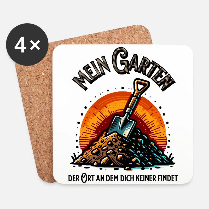 Mein Garten - lustiger Spruch - Gartenhumor - Ort - Untersetzer (4er-Set) - Weiß