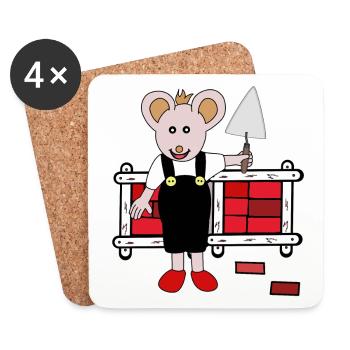 Maus Mäuse Maurer Handwerker Handwerk Berufe - Untersetzer (4er-Set) - Weiß - Vorne