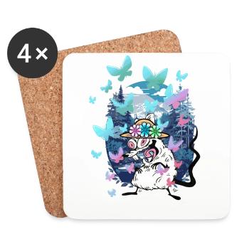Souris Forêt Nature Randonnée Amoureux de la Nature - Dessous de verre (lot de 4) - blanc - Devant