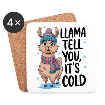 Lama vous dit qu’il fait froid - Dessous de verre (lot de 4) - blanc - Devant