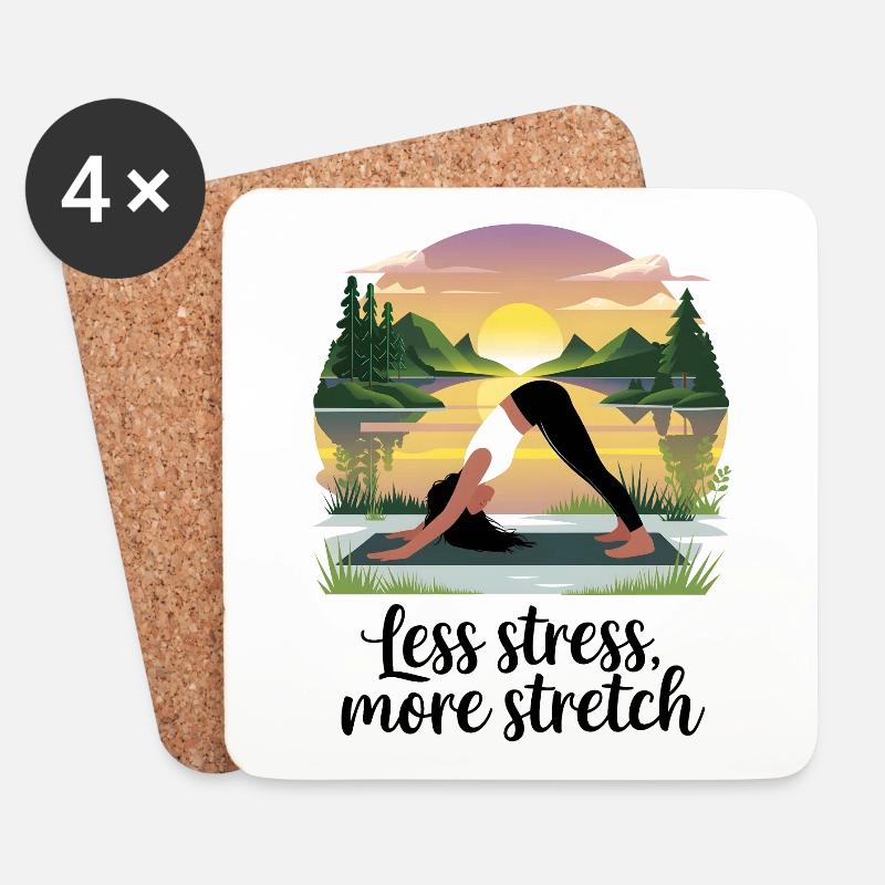 Less Stress, More Stretch - Coasters (set of 4) - white