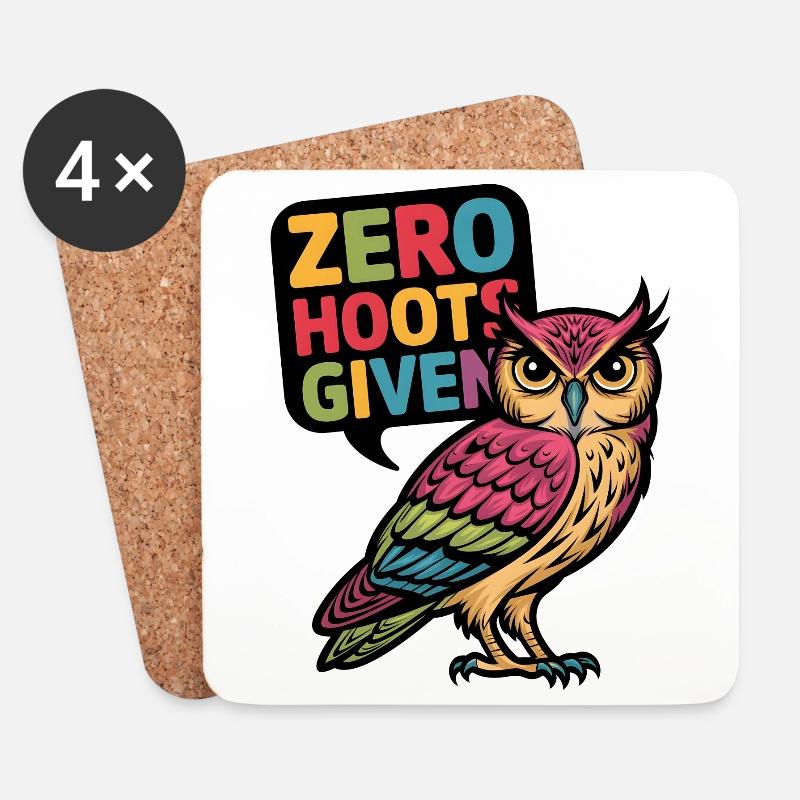 Zero Hoots Given - Coasters (set of 4) - white