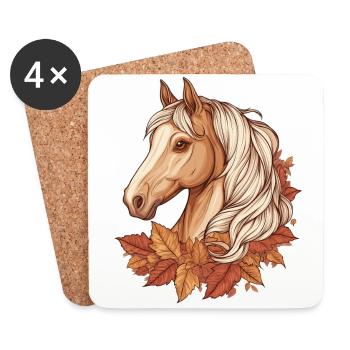 Cheval automne - Dessous de verre (lot de 4) - blanc - Devant