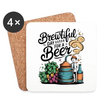 Journée brassicole pour une bière - Dessous de verre (lot de 4) - blanc - Devant