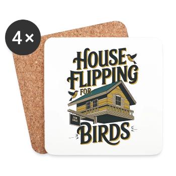 House Flipping für Vögel - Untersetzer (4er-Set) - Weiß - Vorne