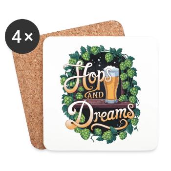 Hopfen und Träume - Untersetzer (4er-Set) - Weiß - Vorne