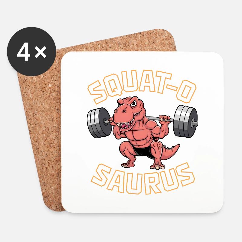 Squat-O Saurus - Untersetzer (4er-Set) - Weiß