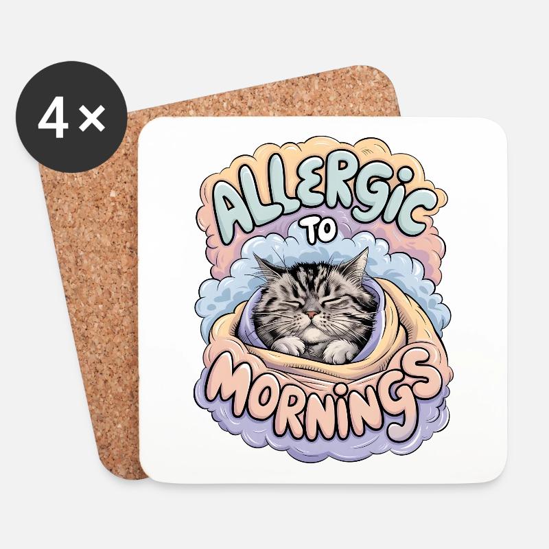 Allergisch gegen den Morgen - Untersetzer (4er-Set) - Weiß