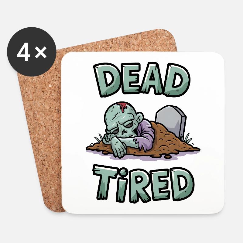 Dead Tired - Coasters (set of 4) - white