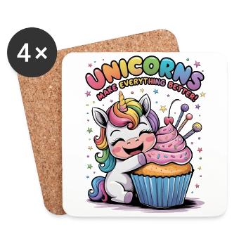 Unicorns Make Everything Better - Coasters (set of 4) - white - Front
