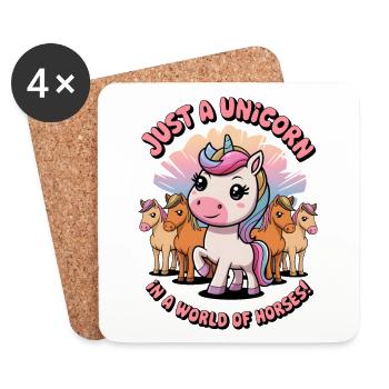 Nur ein Einhorn in einer Welt der Pferde! - Untersetzer (4er-Set) - Weiß - Vorne