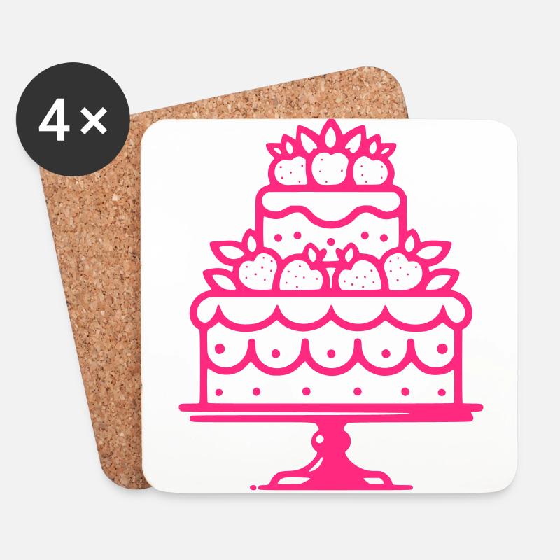 Torte Umriss - Untersetzer (4er-Set) - Weiß