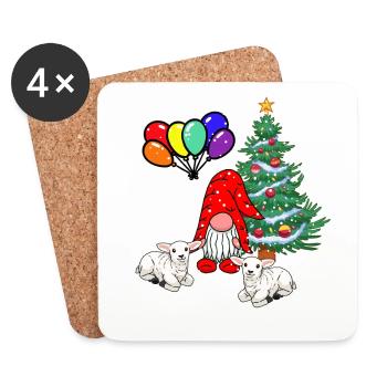 LGBT Nikolaus Weihnachtsmann - Untersetzer (4er-Set) - Weiß - Vorne