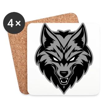 Wolf Kopf Symbol - Untersetzer (4er-Set) - Weiß - Vorne