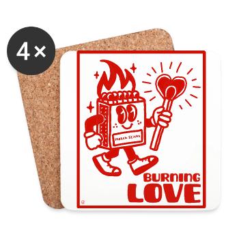Burning Love- Design Rétro Romantique - Dessous de verre (lot de 4) - blanc - Devant