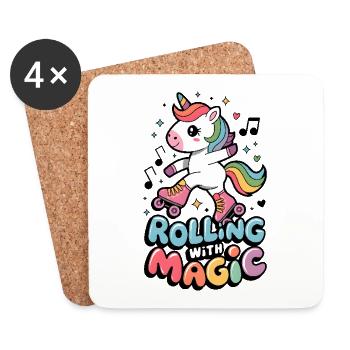 Rouler avec magie - Dessous de verre (lot de 4) - blanc - Devant