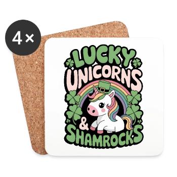 Lucky Unicorns & Shamrocks - Coasters (set of 4) - white - Front