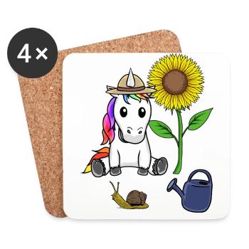 Pour les enfants Jardinier Licorne Enfant Fleurs Bébé - Dessous de verre (lot de 4) - blanc - Devant