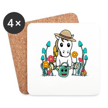 Jardinier Cheval Chevaux Poney Nature Jardin Jardinage - Dessous de verre (lot de 4) - blanc - Devant