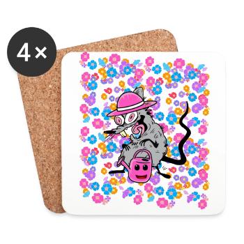 Spring Summer Garden Rat Kids Child 80s 90s - Coasters (set of 4) - white - Front