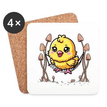 Hanging Out Chilling Hammock Chick Kids Child Baby - Coasters (set of 4) - white - Front