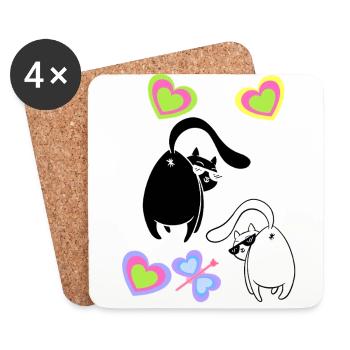 Katzen Katze Kinder Kind Kätzchen - Untersetzer (4er-Set) - Weiß - Vorne
