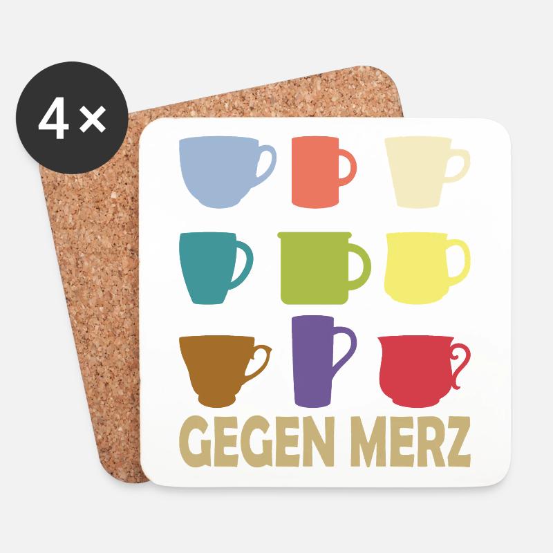 Alle Tassen gegen Merz - Untersetzer (4er-Set) - Weiß