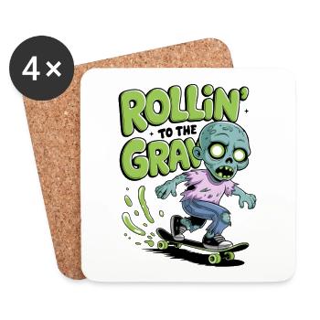 Rollin zum Grab - Untersetzer (4er-Set) - Weiß - Vorne