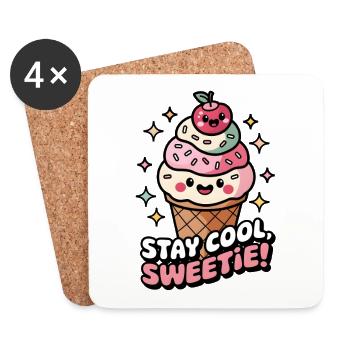 Reste cool, ma chérie ! - Dessous de verre (lot de 4) - blanc - Devant