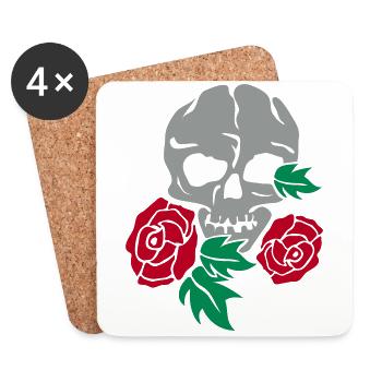 skull and rose - Untersetzer (4er-Set) - Weiß - Vorne