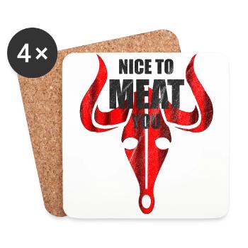 Nice to meat you - Grill meat steak - Coasters (set of 4) - white - Front