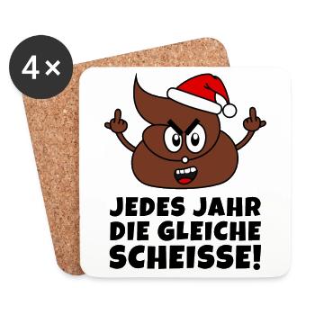 Shit Christmas Shit Poop Stinking Finger sw - Coasters (set of 4) - white - Front