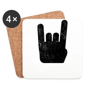 Pommesgabel Metal Hand Rock Metal Music - Coasters (set of 4) - white - Front