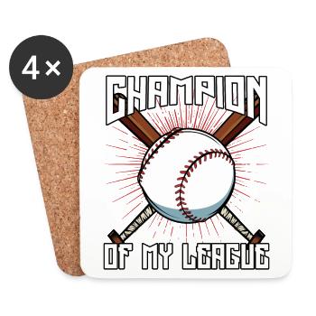 Champion Of My League | Baseball Spruch Geschenk - Untersetzer (4er-Set) - Weiß - Vorne