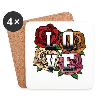 Love roses declaration of love statement gift idea - Coasters (set of 4) - white - Front
