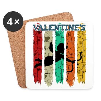 Cupidon de style rétro vintage | Cadeau Saint Valentin - Dessous de verre (lot de 4) - blanc - Devant
