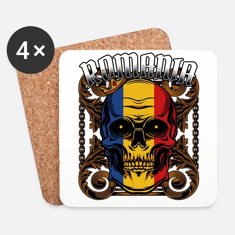 Rumänischer Totenkopf Rumänien Bukarest Geschenk - Untersetzer (4er-Set) - Weiß