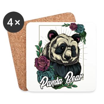 Pandas Géant Panda Roses Cadeau De La Faune - Dessous de verre (lot de 4) - blanc - Devant