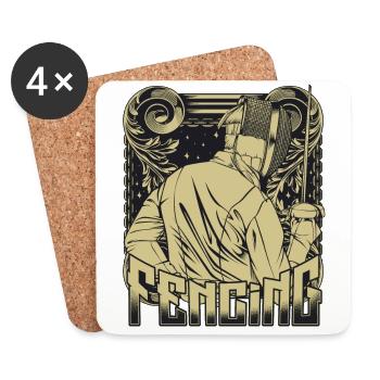 Vintage Retro Style Fencing Fencing Gift - Coasters (set of 4) - white - Front