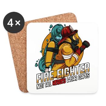 Firefighter superhero statement sayings gift idea - Coasters (set of 4) - white - Front