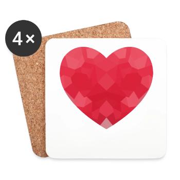 POLYGON HEART Anniversaire Valentine Hearts - Dessous de verre (lot de 4) - blanc - Devant