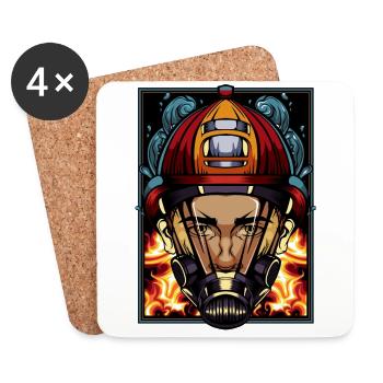 pompiers - Dessous de verre (lot de 4) - blanc - Devant